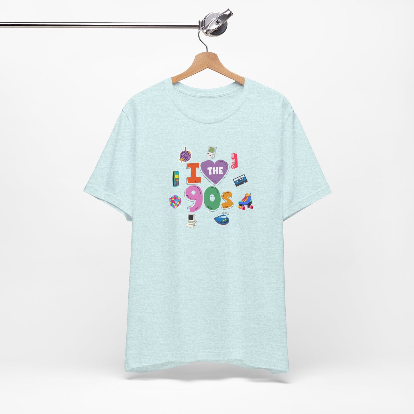 I  Love the 90's Short Sleeve Tee - Retro Graphic Tee, Vintage Style Shirt, Perfect for Casual Outings, 90s Nostalgia Apparel