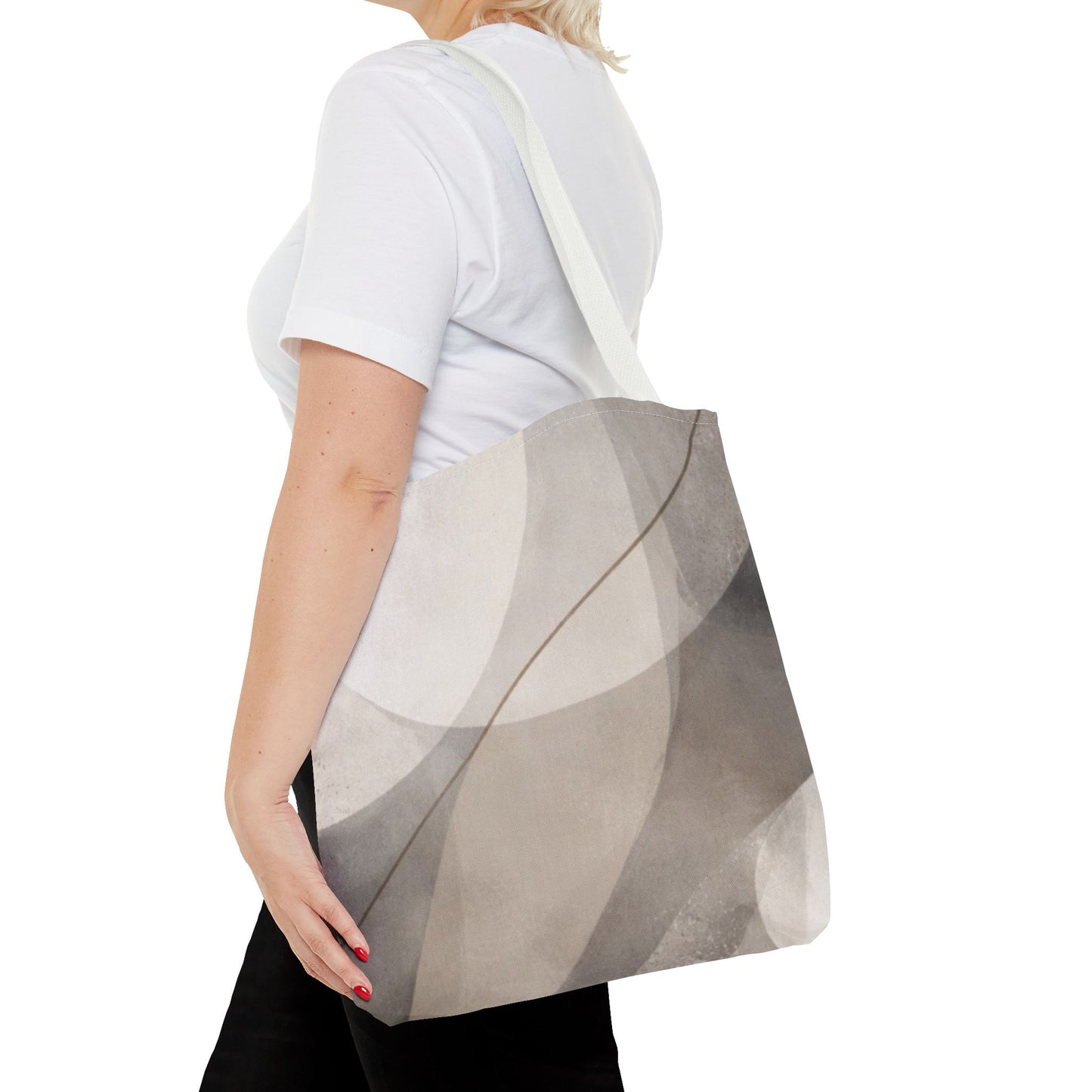 Neutral Abstract Watercolor Waves Tote Bag | All-Over Print