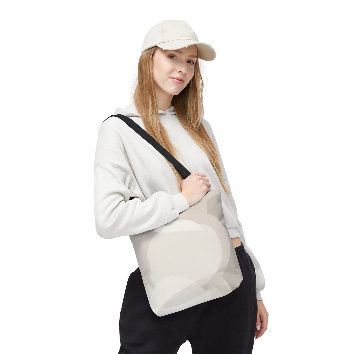 Neutral Abstract Circle Pattern Tote Bag | Minimal Beige AOP Canvas