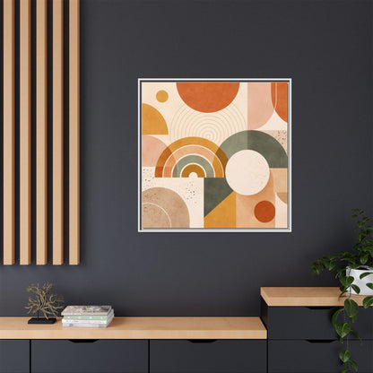 Abstract Terracotta Geometric Rainbow Matte Canvas Framed