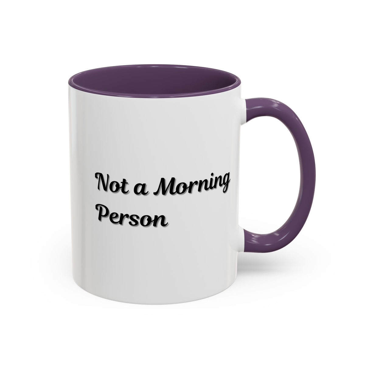 11oz ceramic coffee mug with "Not a Morning Person" print, Printify logo, white background, perfect for morning coffee.