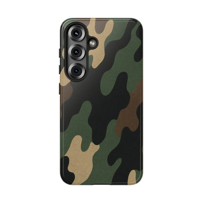Military green camouflage tough phone case from Printify, rugged protective cover for smartphone durability.