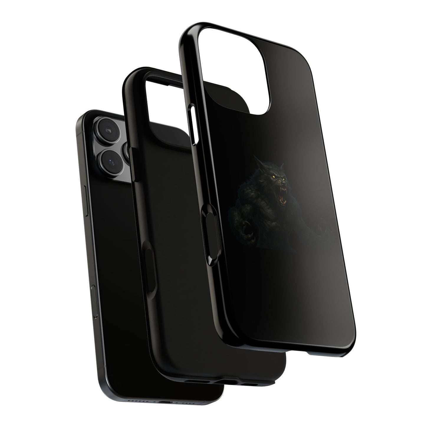 Dark monster graphic werewolf phone case by Printify, tough protective cover for smartphones with a fierce design.