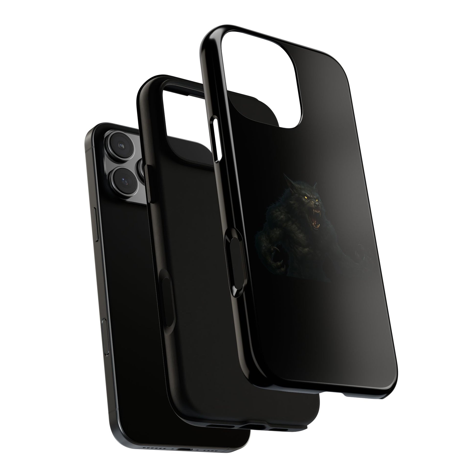 Dark monster graphic werewolf phone case by Printify, tough protective cover for smartphones with a fierce design.