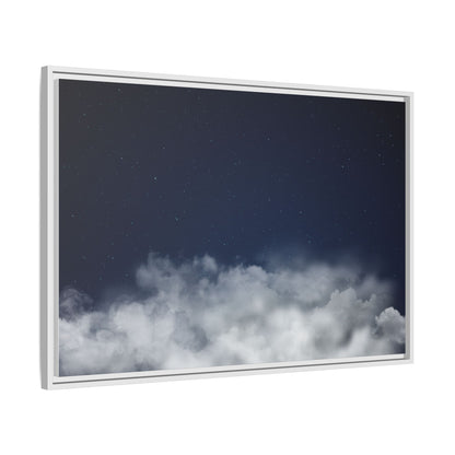 Framed night sky clouds matte canvas wall art with starry design, featuring a tranquil celestial scene by Printify
