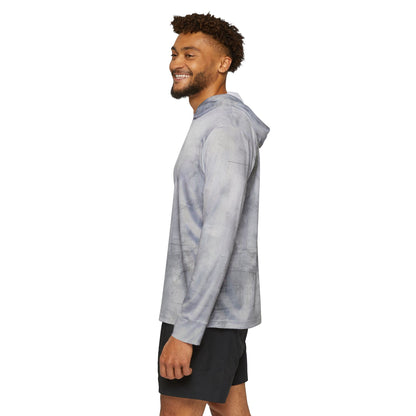 Men's gray tie-dye warmup hoodie with all-over print, athletic style, designed for comfort and casual wear.