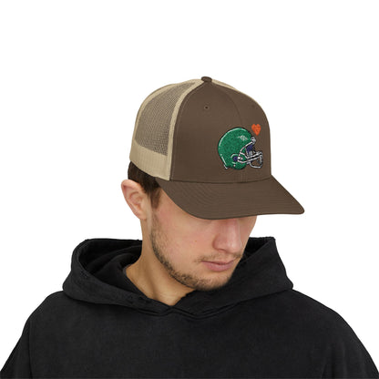 Snapback Trucker Cap with Football Heart Design - Perfect for Sports Fans, Gifts for Gamers, Casual Outings, Tailgating, and Team Spirit - TRV