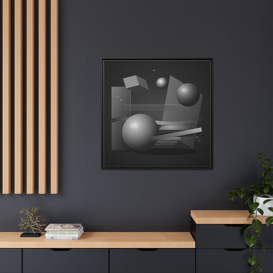 Monochrome geometric spheres canvas wall art by Printify featuring matte print and modern abstract design.
