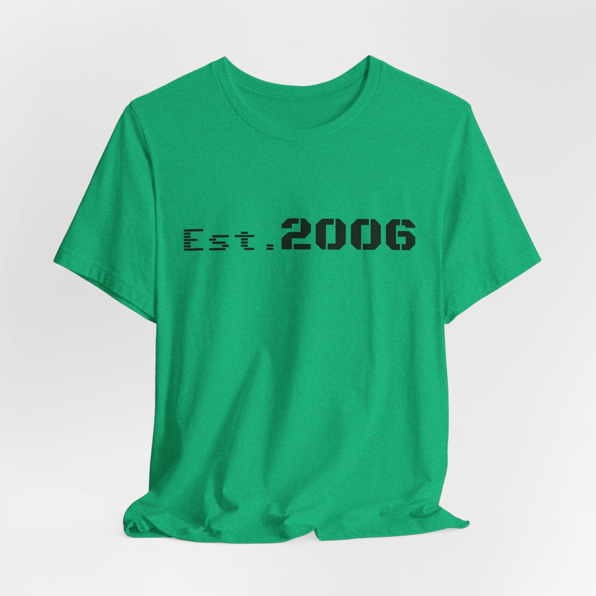 Vintage-style "Established 2006" graphic T-shirt by Printify, featuring bold text and distressed design on soft cotton fabric.