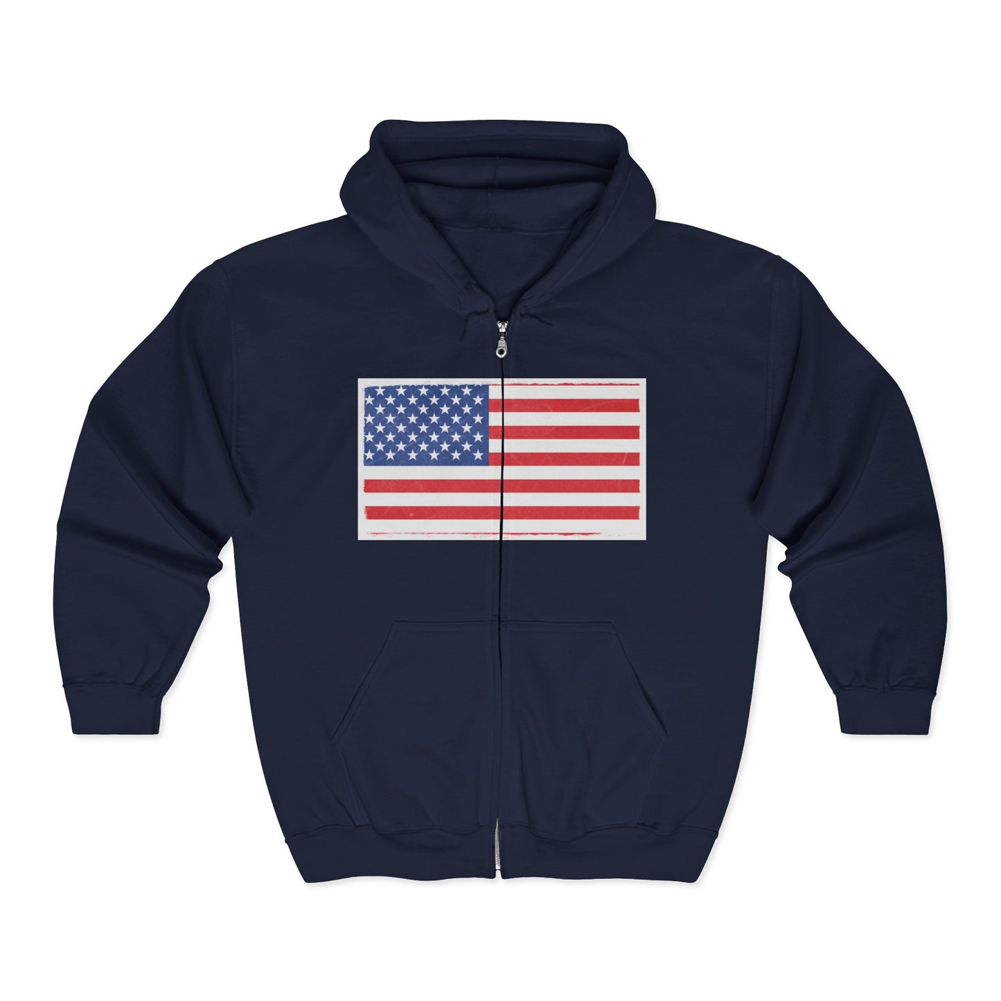 American Flag Graphic Full Zip Hoodie | Unisex Sweatshirt for Patriotic Holidays, Fourth of July, Independence Day, Gifts, Casual Wear