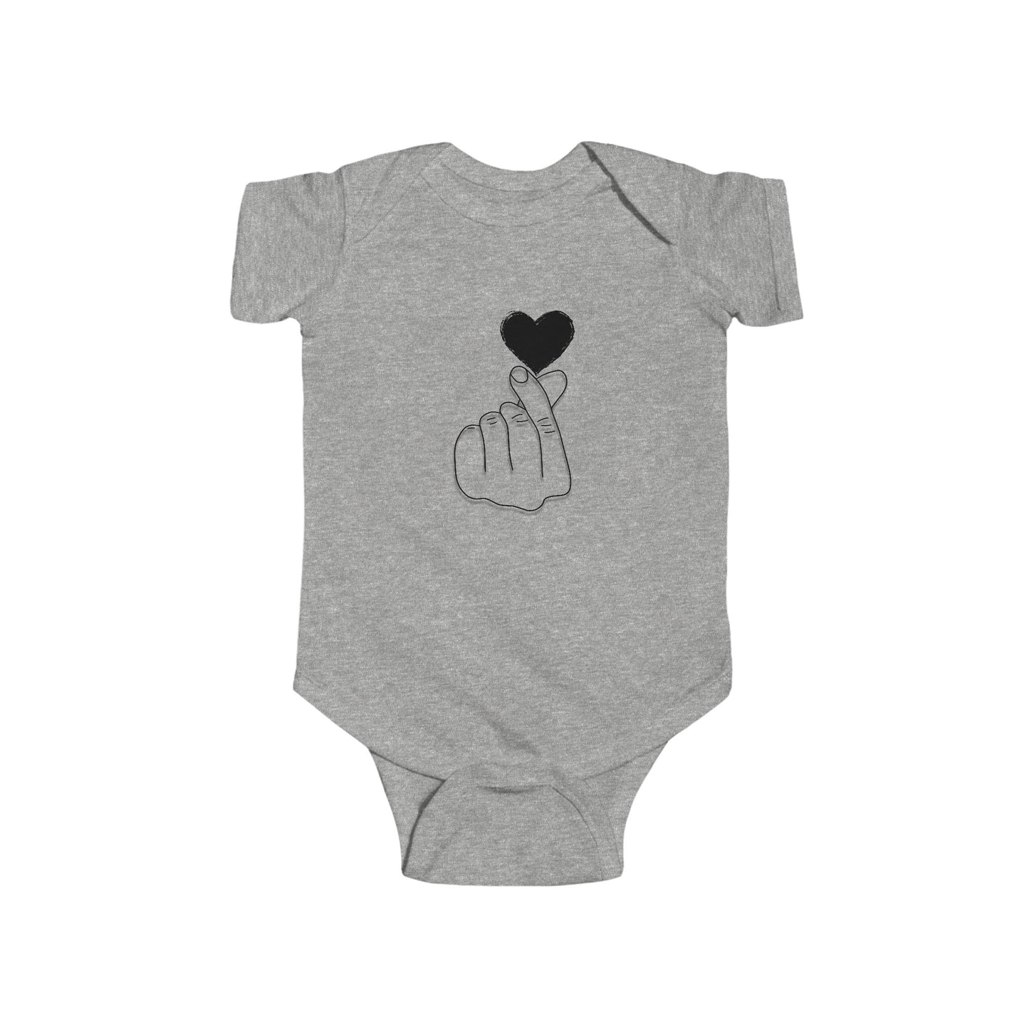 Cute Heart Gesture Infant Bodysuit - Adorable Unisex Baby Outfit for Special Occasions