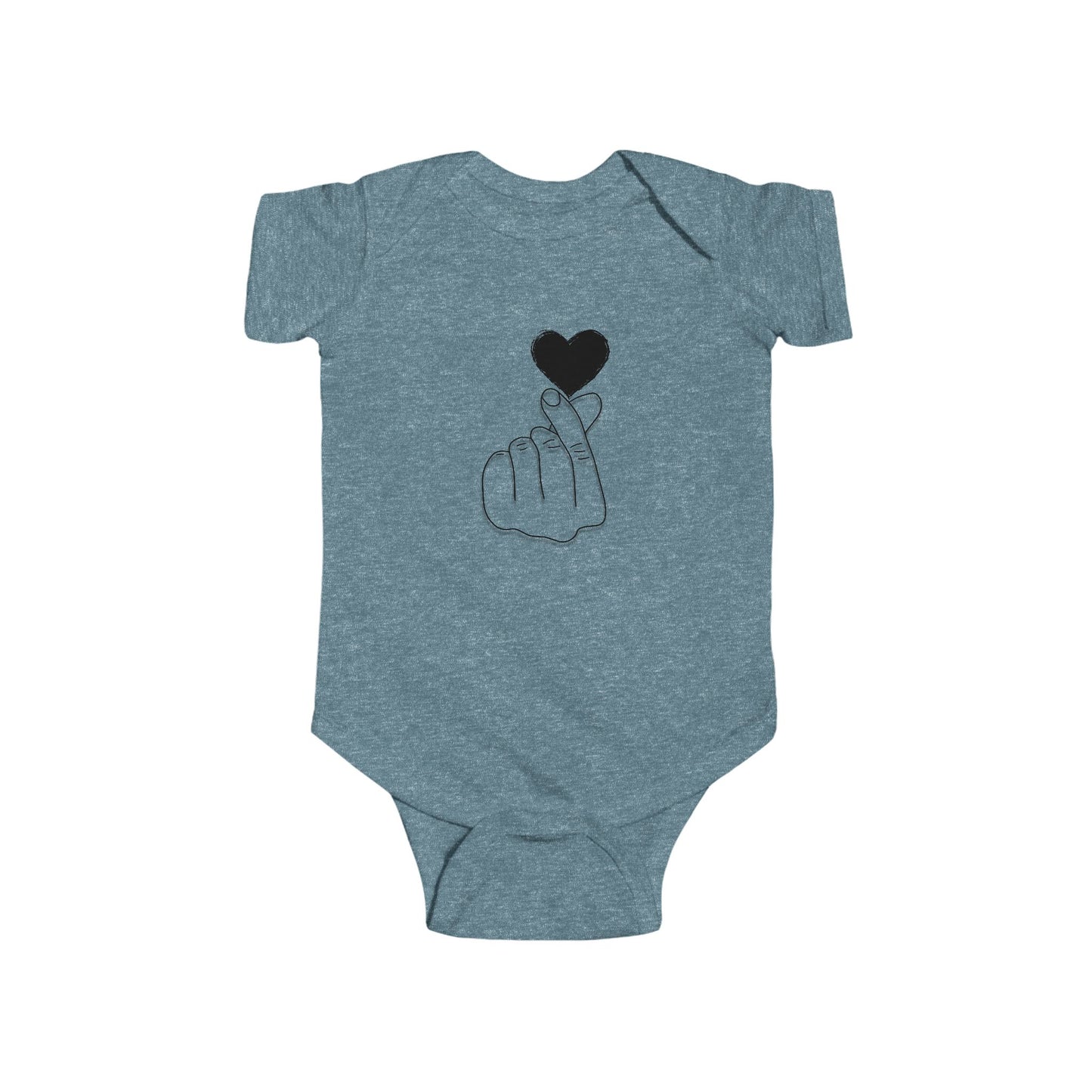 Cute Heart Gesture Infant Bodysuit - Adorable Unisex Baby Outfit for Special Occasions
