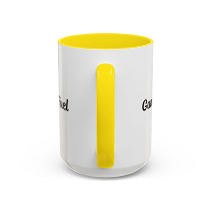 Printify Gamer Fuel coffee mug with accent design, 11oz or 15oz ceramic mug featuring bold gamer-themed artwork.