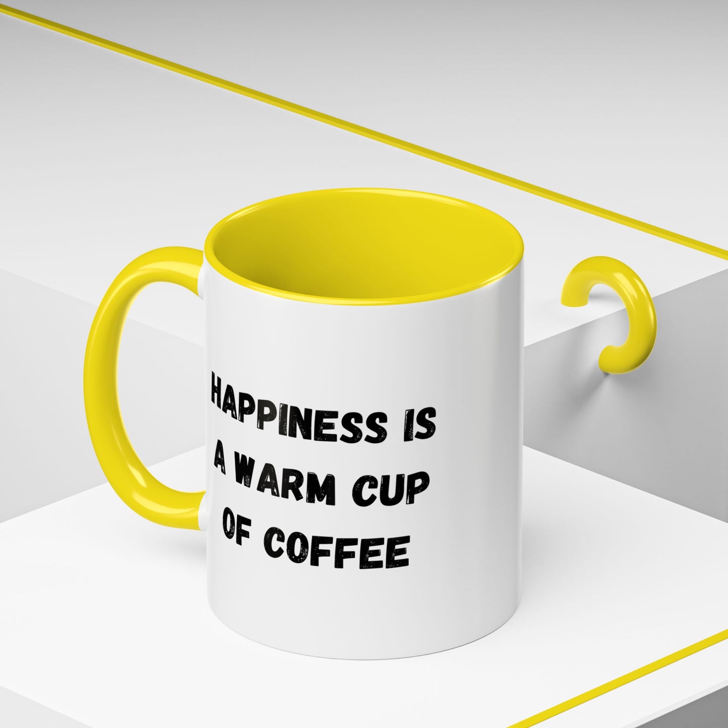 Coffee Mug — “Happiness Is A Warm Cup Of Coffee” Accent Ceramic Mug (11/15 oz)