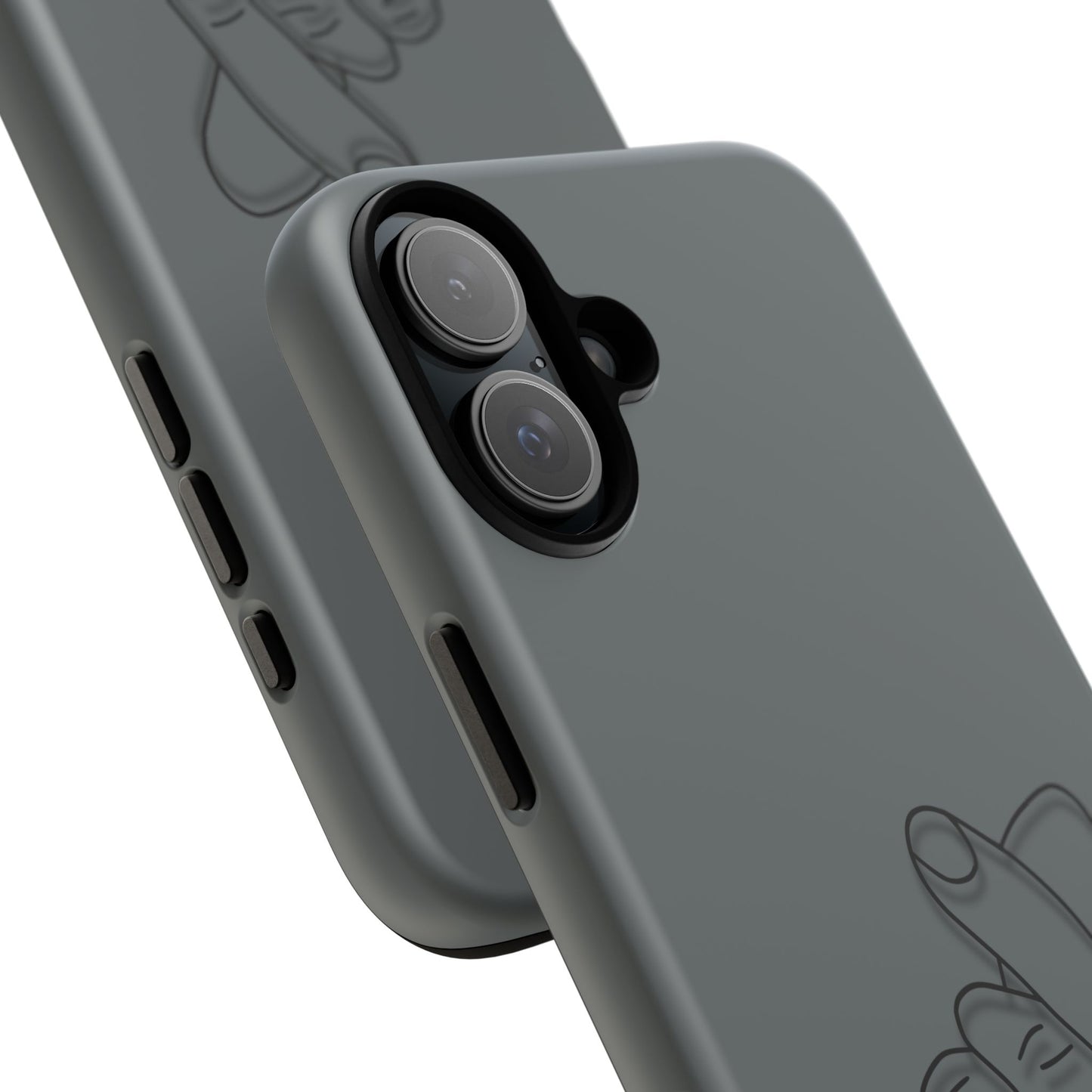 Silicone phone case with embossed Korean finger heart design, compatible with smartphones, by Printify.