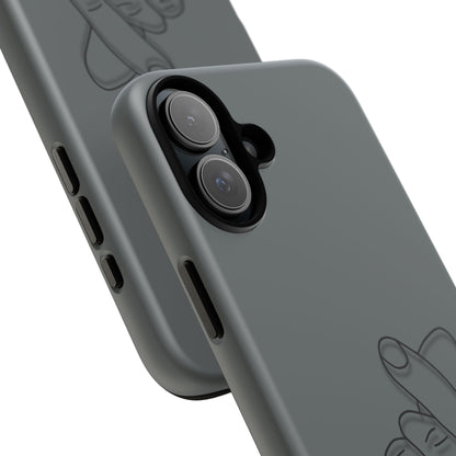 Silicone phone case with embossed Korean finger heart design, compatible with smartphones, by Printify.
