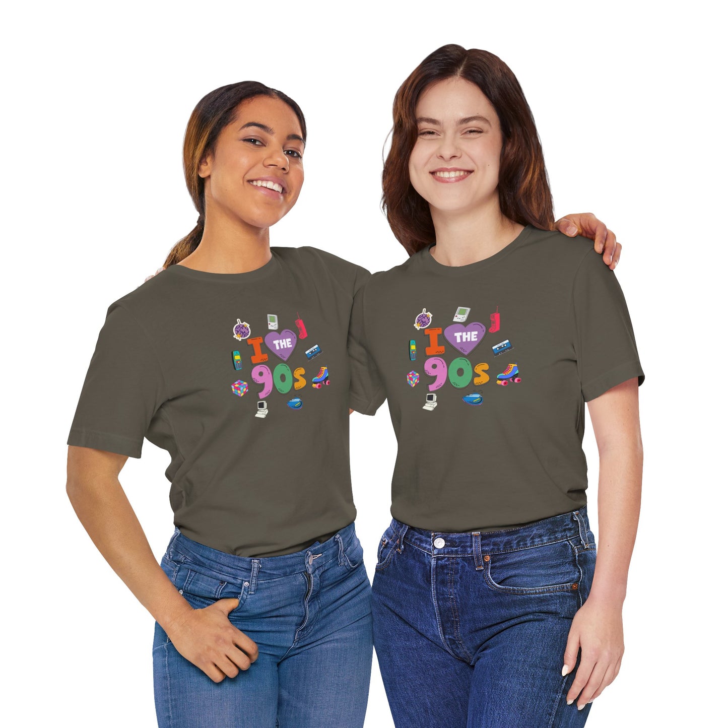 I  Love the 90's Short Sleeve Tee - Retro Graphic Tee, Vintage Style Shirt, Perfect for Casual Outings, 90s Nostalgia Apparel