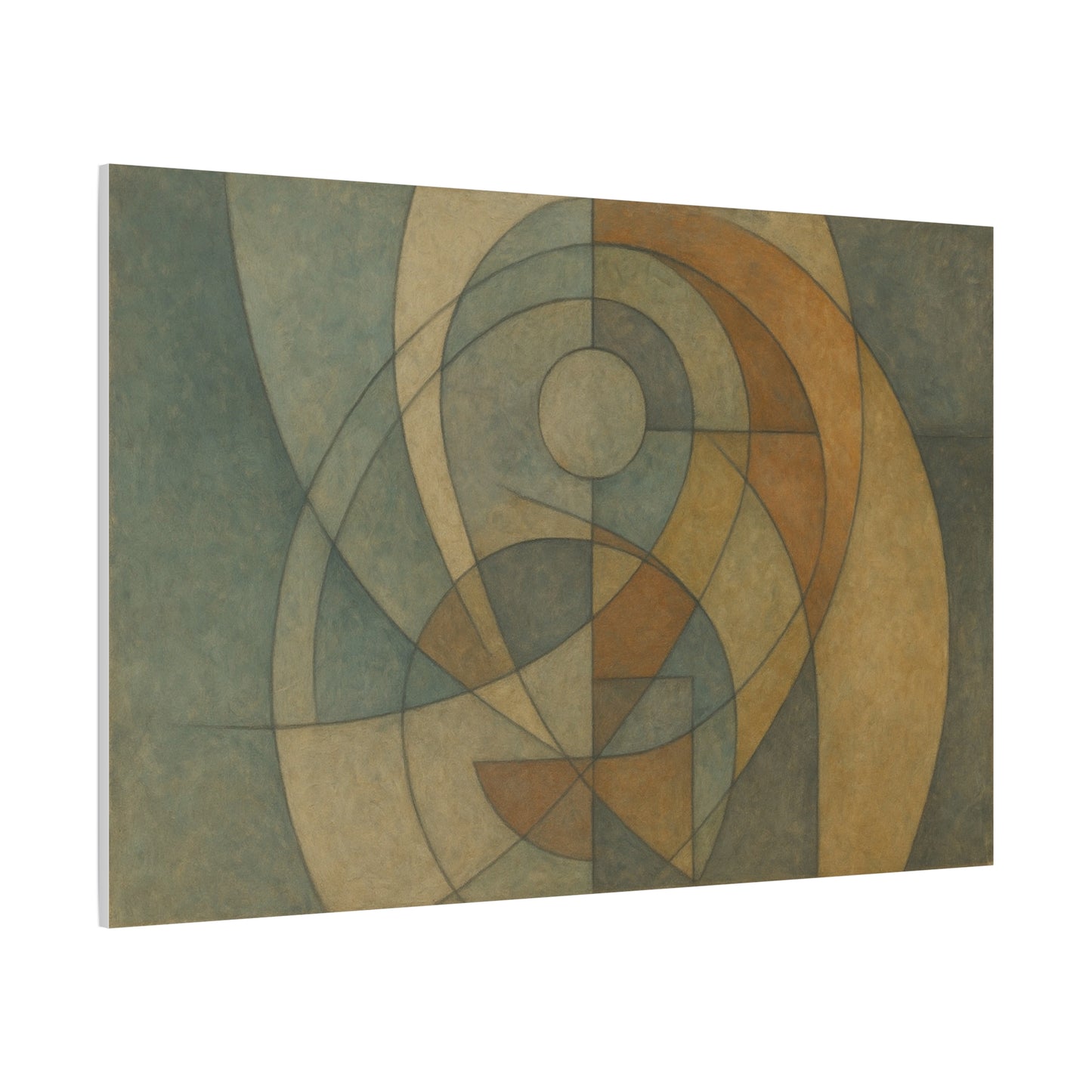 Abstract geometric circles on a matte canvas print by Printify, featuring modern shapes and bold colors.