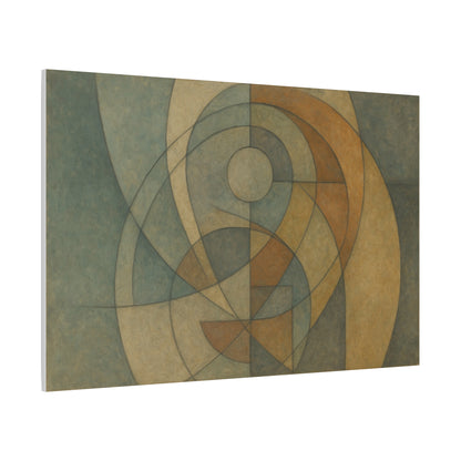 Abstract geometric circles on a matte canvas print by Printify, featuring modern shapes and bold colors.