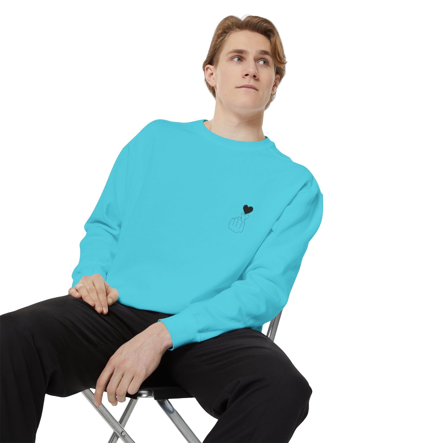 Unisex Garment-Dyed Sweatshirt with Heart Design - Cozy & Stylish