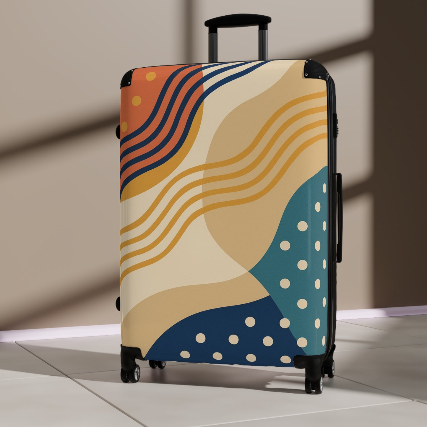 Abstract Waves Carry-On Suitcase — Colorful Modern Travel Luggage
