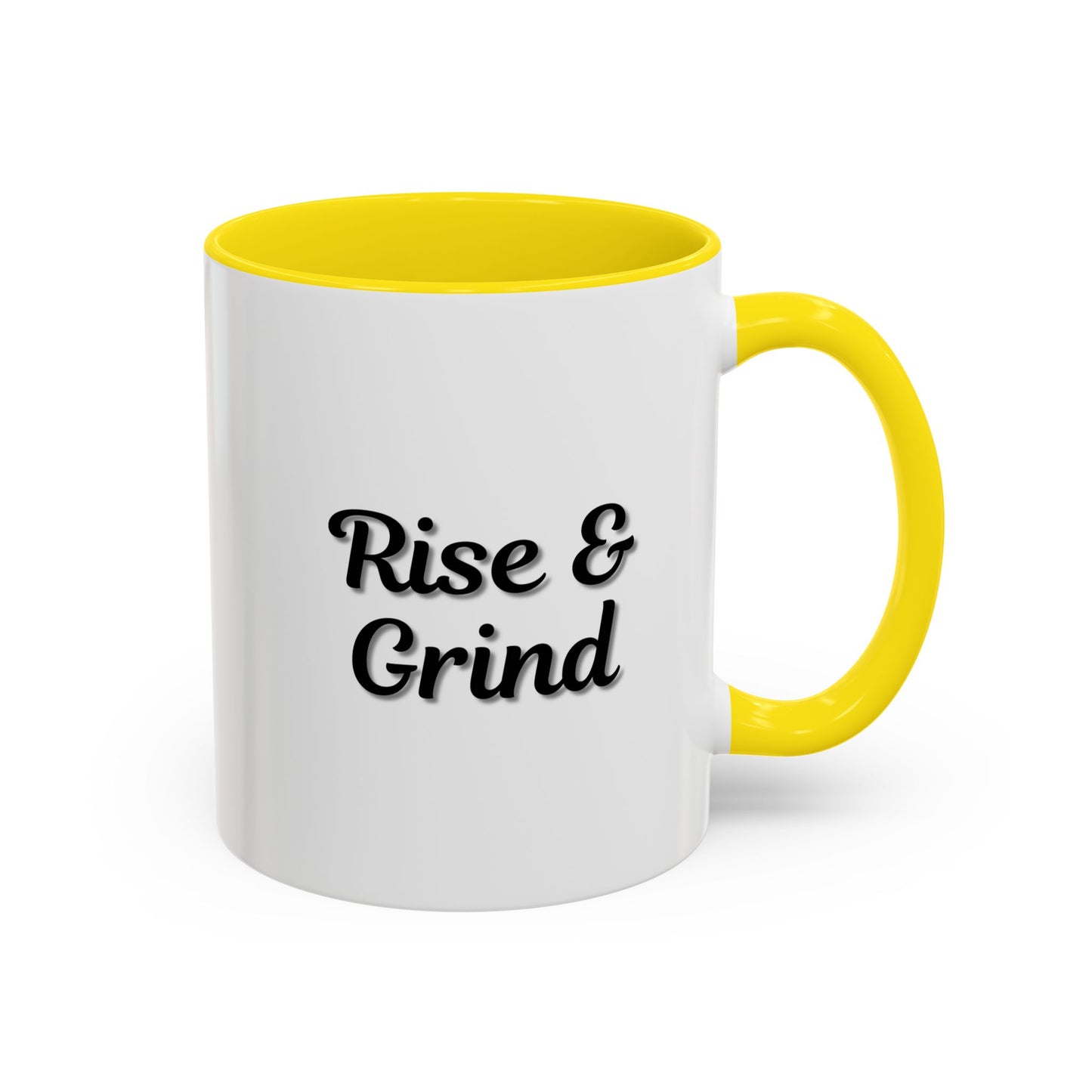 Motivational Rise & Grind Coffee Mug, Black Accent Mug, Daily Inspiration, Gift for Coffee Lovers, 11oz 15oz Ceramic Cup