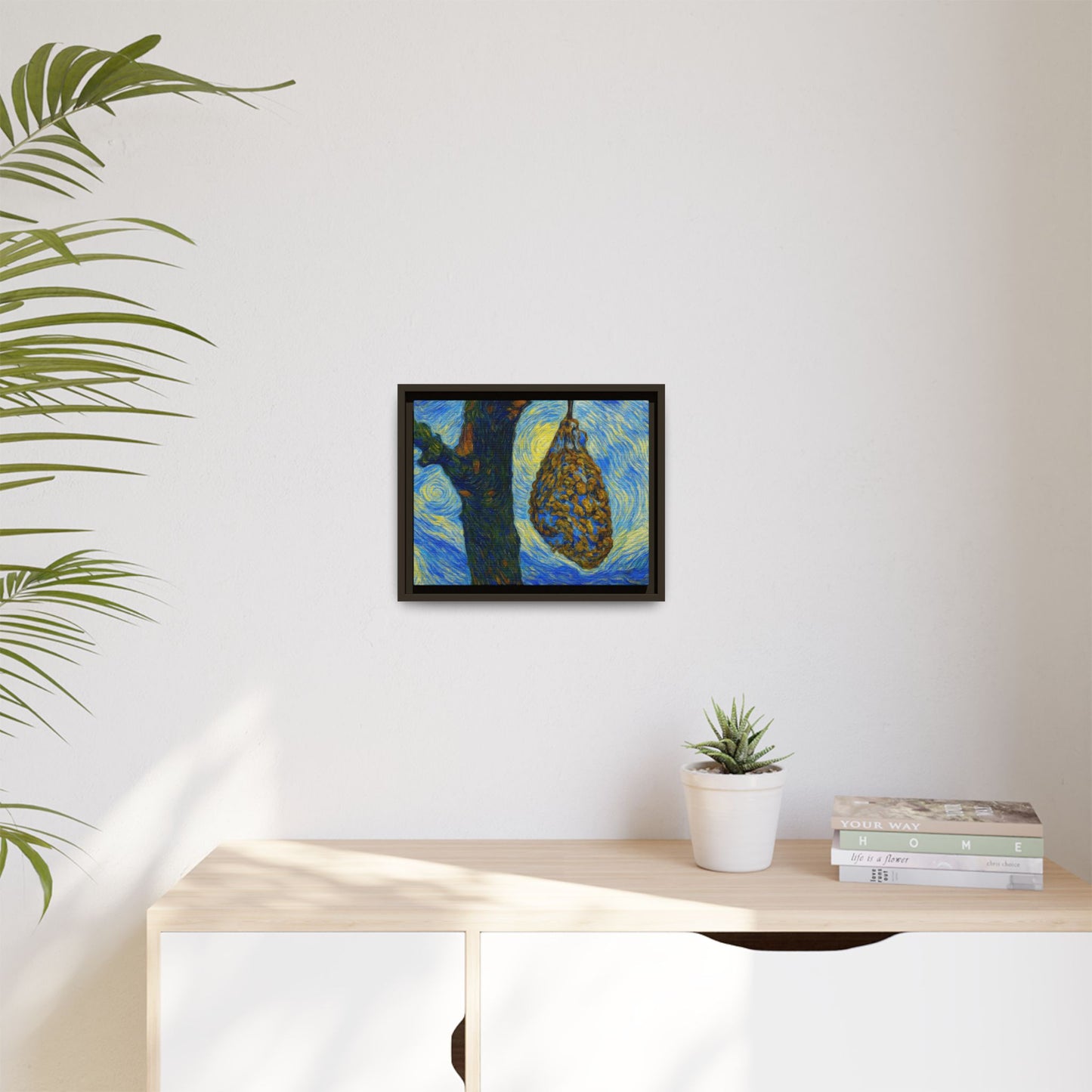 Framed matte canvas art of a starry nut cluster with dried plum colors, featuring nature-inspired artwork by Printify.