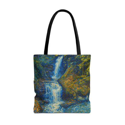 Nature-Inspired Tote Bag, Artistic Eco-Friendly Shopper, Waterfall Design, Reusable Market Bag, Gift for Nature Lovers - TRV