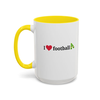 I Love Football Accent Coffee Mug, Perfect Gift for Sports Lovers, Football Enthusiasts, Unique Mug for Game Days, Home or Office Decor - TRV