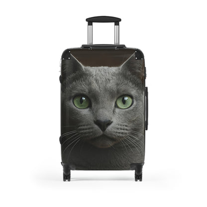 Green-Eyed Cat Carry-On Suitcase — Photo Realistic Cat Face Luggage