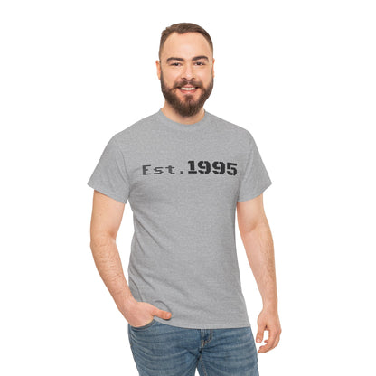 Vintage minimalist Est. 1995 T-shirt by Printify featuring a simple birthday design on a casual tee.