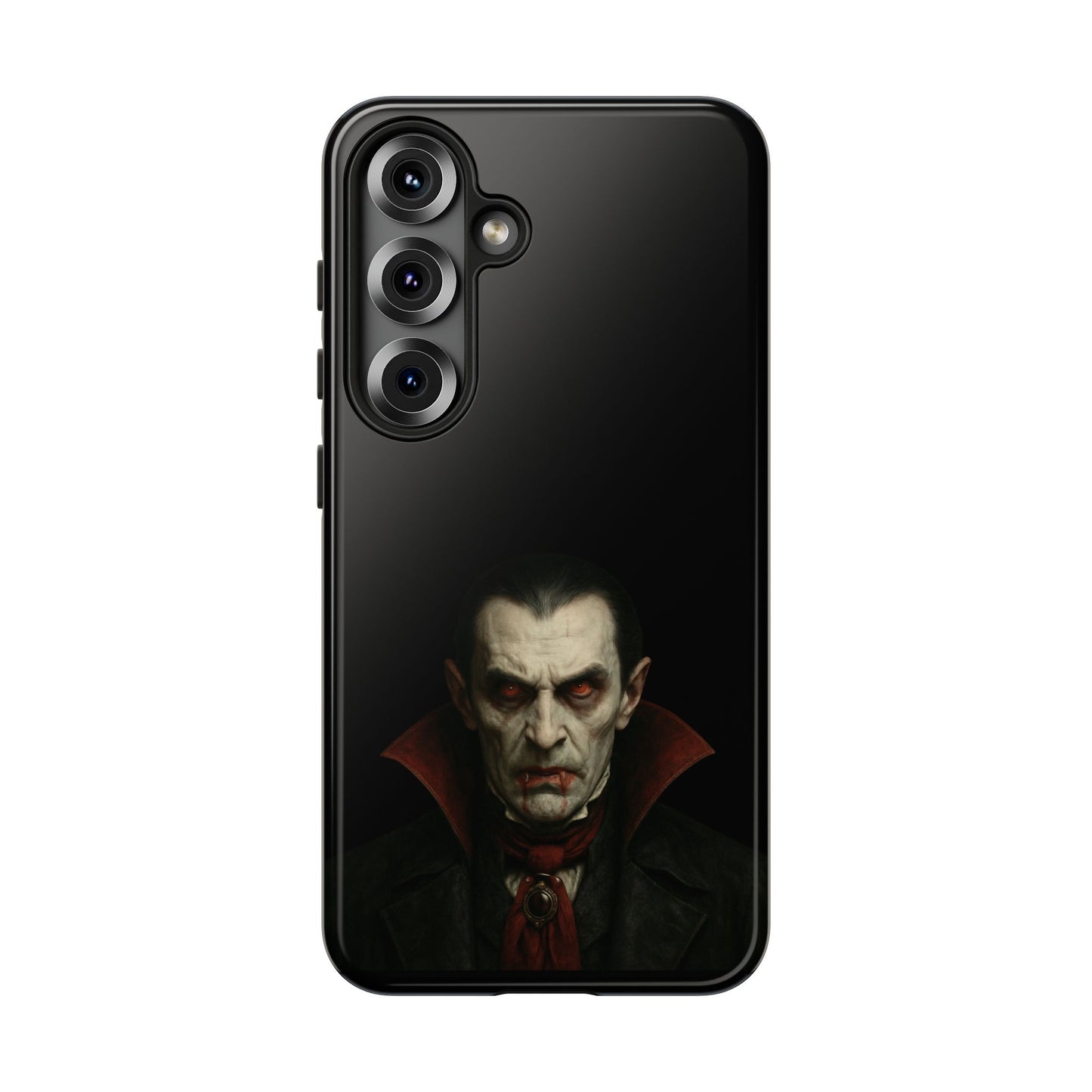 Gothic vampire portrait phone case for iPhone featuring Dracula horror design, by Printify, with dark, detailed vampire artwork.