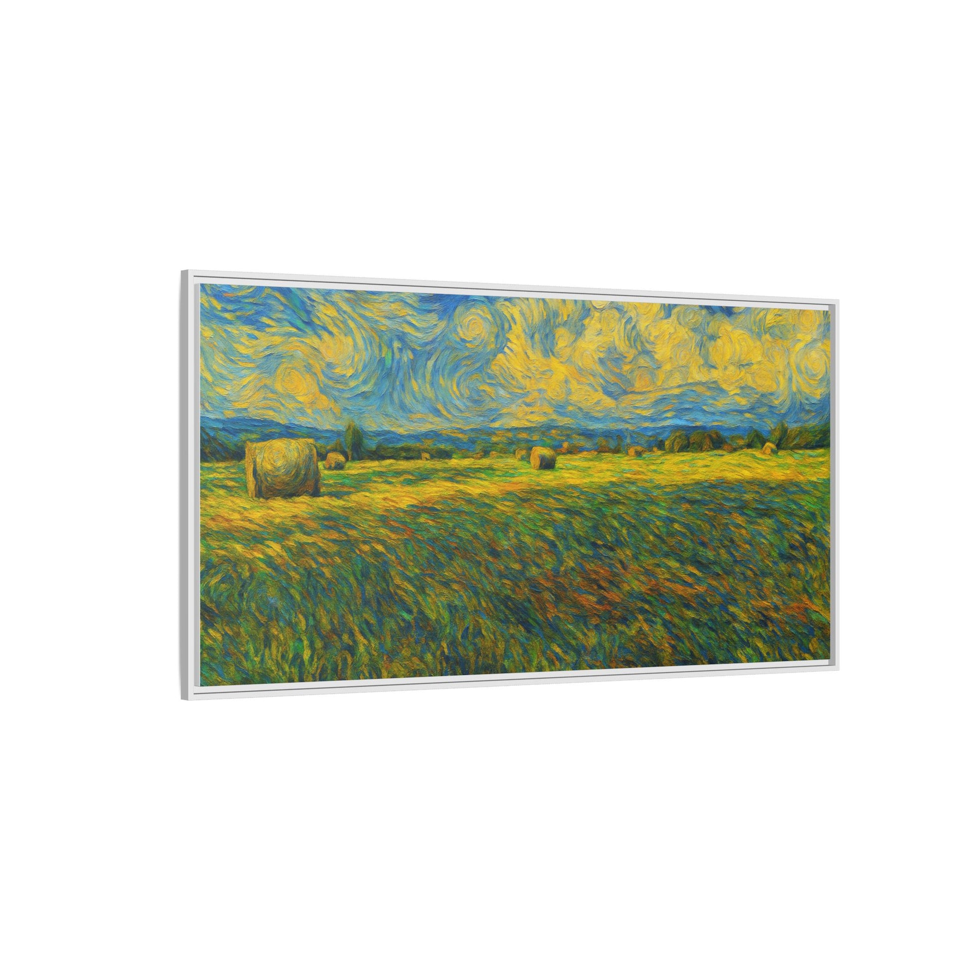 Framed landscape matte canvas print by Printify featuring vibrant multi-color scenic artwork on high-quality canvas.