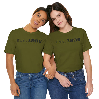 Est. 1988 Unisex Jersey Tee, Vintage Birthday Shirt, Casual Everyday Wear, Gift for Him or Her, Anniversary Celebration Tee