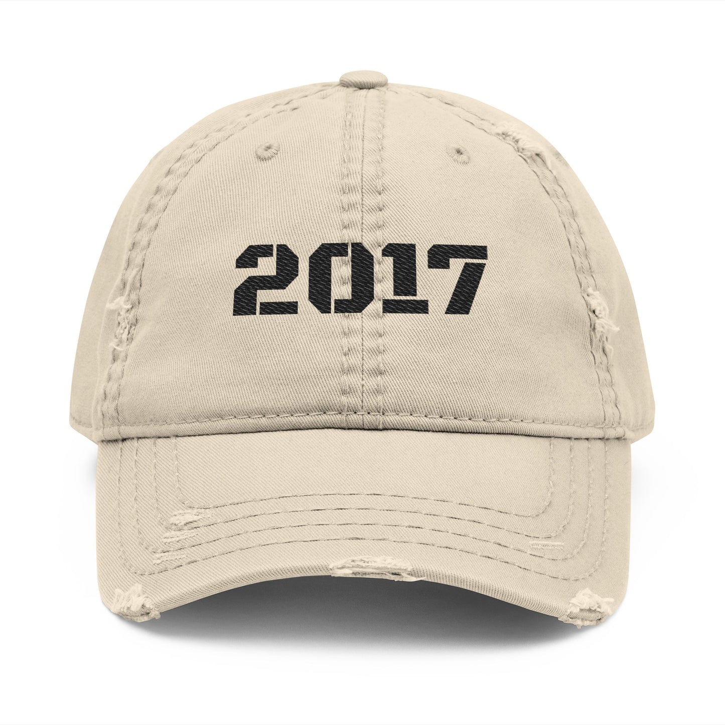 Distressed Dad Hat with 2017 Embroidery, Vintage Style Cap for Dads, Casual Everyday Wear, Perfect Gift for Father's Day, Trendy [...] - TRV