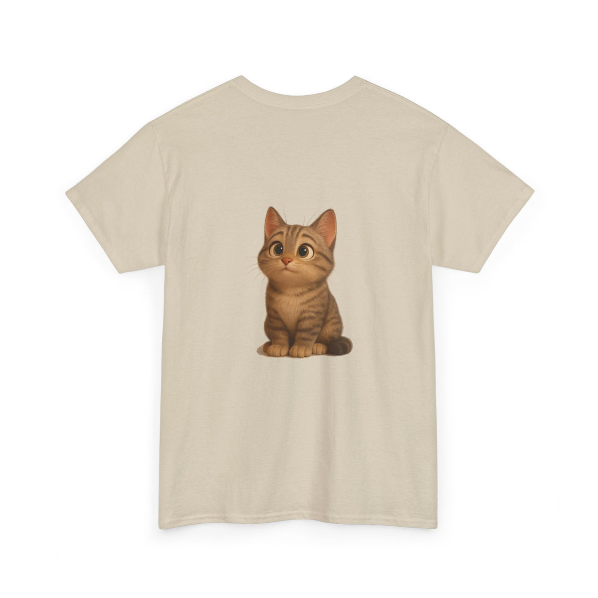 Brown kitten graphic T-shirt for cat lovers, casual printify tee featuring a cute cat design on soft fabric.