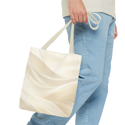 Cream Abstract Waves Tote Bag | Neutral Swirl Pattern