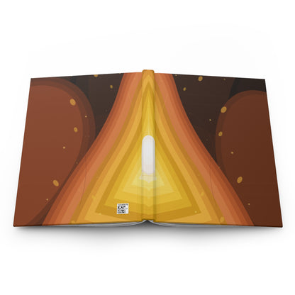 Abstract sunset waves hardcover journal with geometric retro layered design, perfect for writing or note-taking.