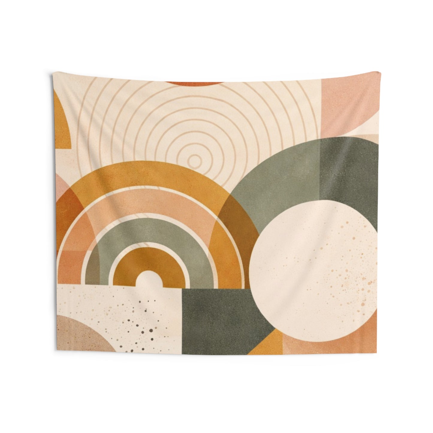 Abstract Boho Geometric Wall Tapestry — Midcentury Rainbow Arches