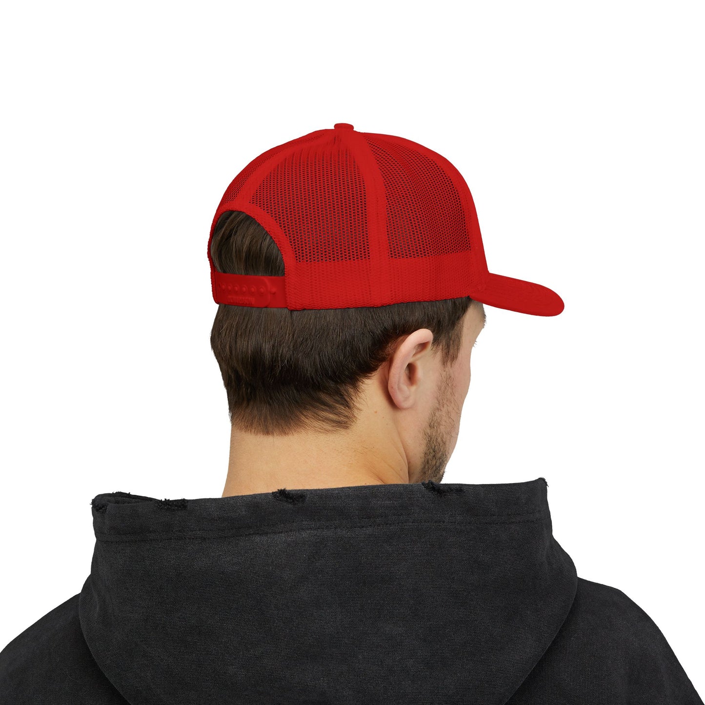 Vintage-style baseball snapback trucker cap with batter silhouette design, made by Printify, featuring a classic curved brim and mesh back.