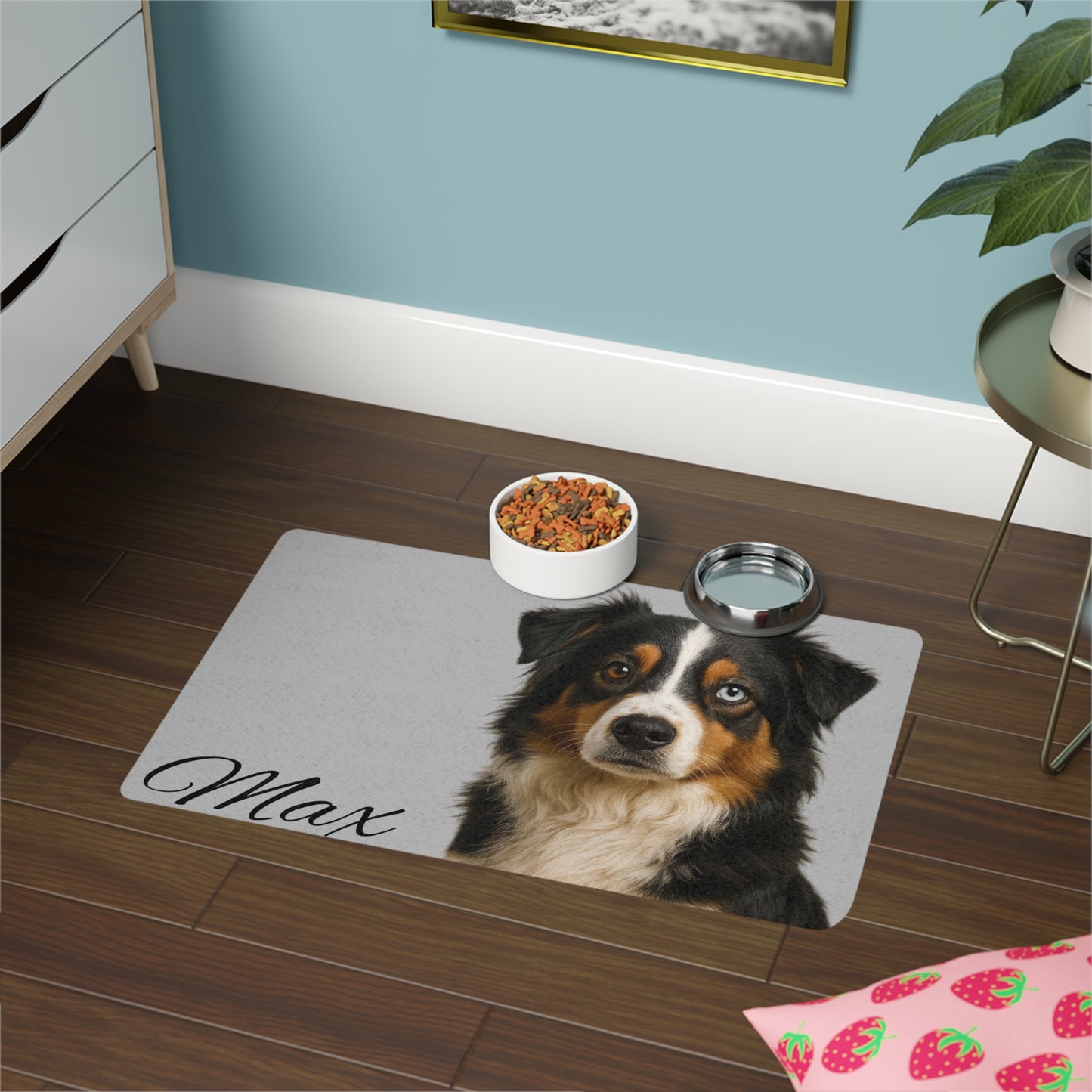 Personalized Dog Photo Pet Food Mat, 12x18 Custom Name Feeding Placemat