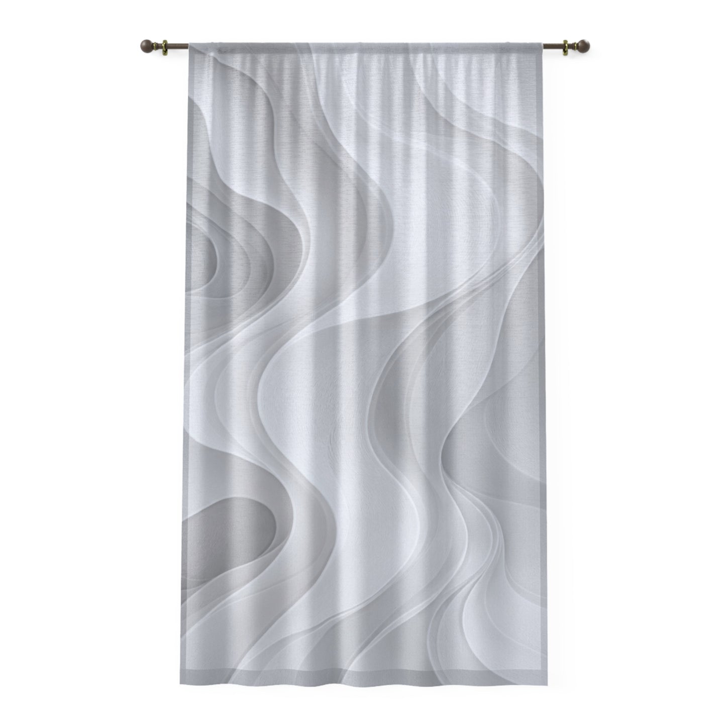 Abstract Gray Wave Window Curtain | Sheer Modern Drapery
