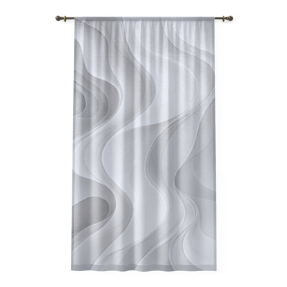 Abstract Gray Wave Window Curtain | Sheer Modern Drapery