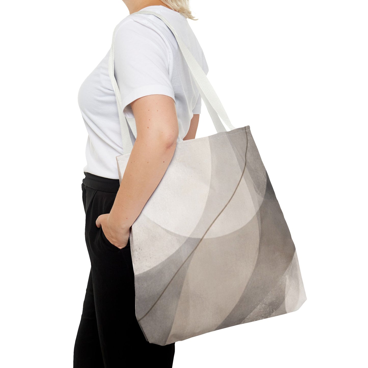 Neutral Abstract Watercolor Waves Tote Bag | All-Over Print