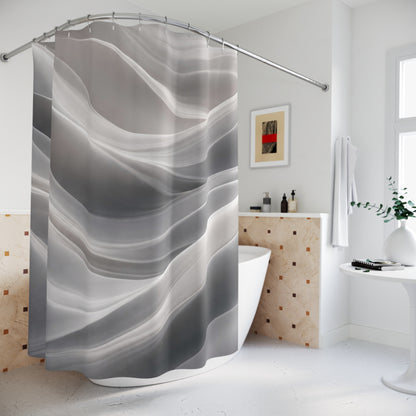Abstract Gray Waves Shower Curtain | Soft Marble Swirl Bathroom Decor