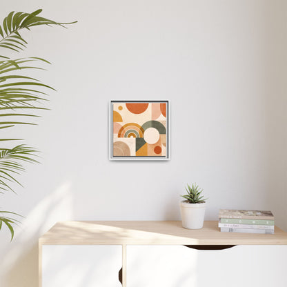 Abstract Terracotta Geometric Rainbow Matte Canvas Framed
