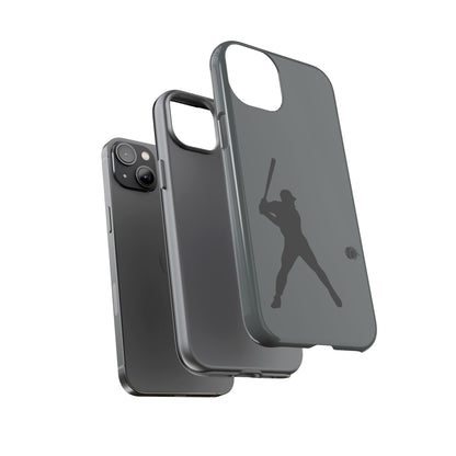 Black baseball silhouette tough phone case for iPhone, protective sporty design by Printify, with a rugged look and precise cutouts.