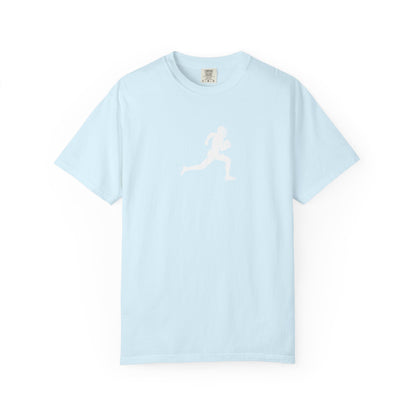 Sporty Unisex Garment-Dyed T-Shirt with Football Player Graphic, Activewear, Casual Wear, Gift for Runners, Fitness Apparel, Everyday Style