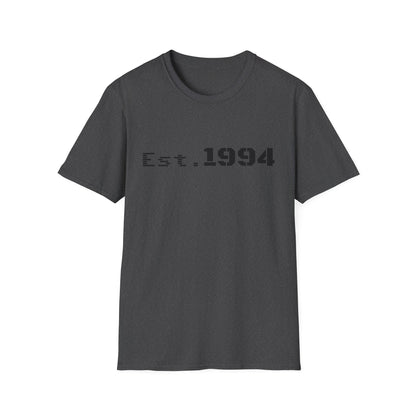 Vintage 1994 Est. graphic T-shirt by Printify featuring retro design and bold text, ideal for casual wear.