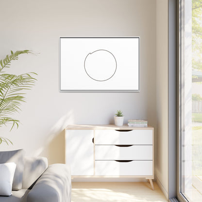 Framed matte canvas wall art featuring a minimal circular line design by Printify, showcasing modern, abstract wall decor.